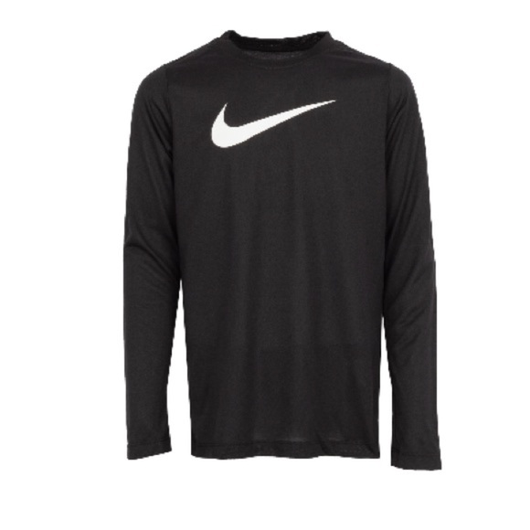 Nike Kids Dri-FIT Legend Logo-Print Long-Sleeve Training T-Shirt Dry Tee Swoosh - Picture 1 of 2